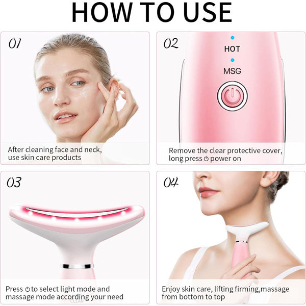 Lumiderm Pink Facial & Neck Massager – 3 Modi mit Wärme & Vibration