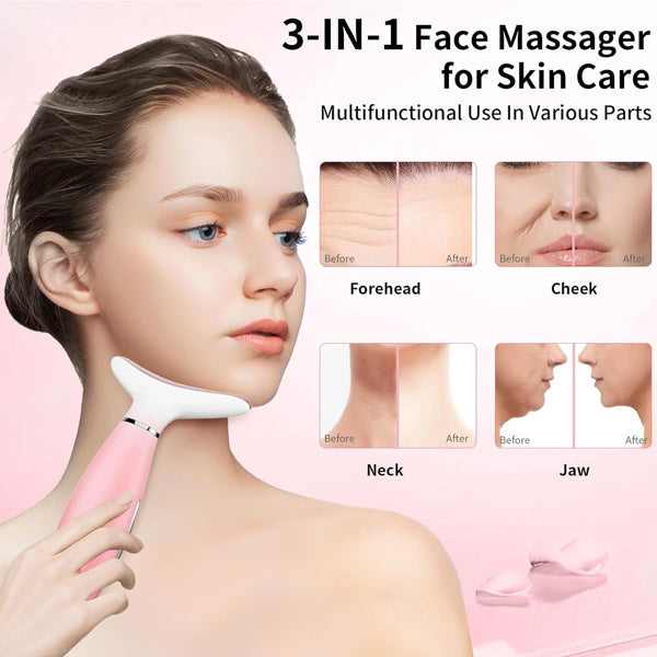 Lumiderm Pink Facial & Neck Massager – 3 Modi mit Wärme & Vibration
