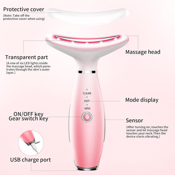 Lumiderm Pink Facial & Neck Massager – 3 Modi mit Wärme & Vibration